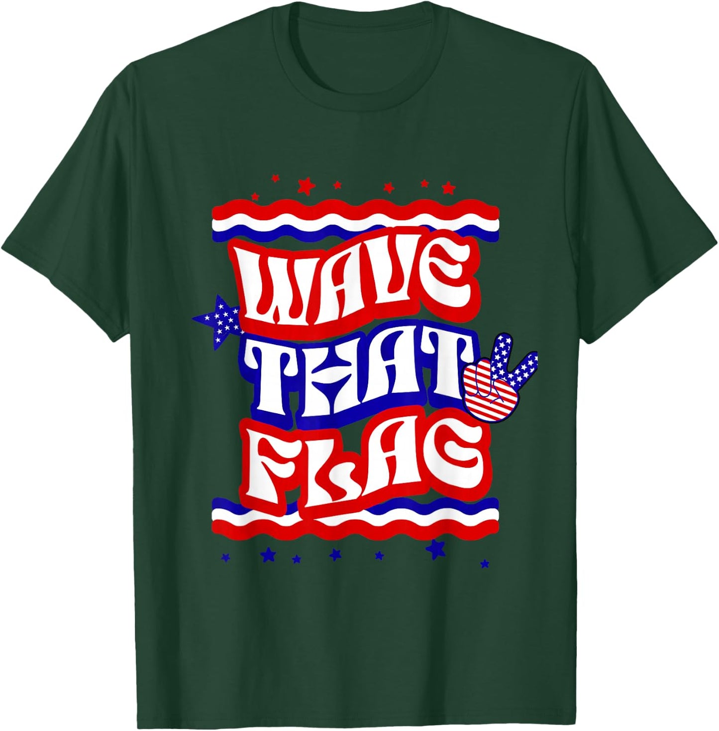 Hippie 4th of July Wave that Flag USA Independence Day Kids Men T-Shirt - T-Shirt | Forest