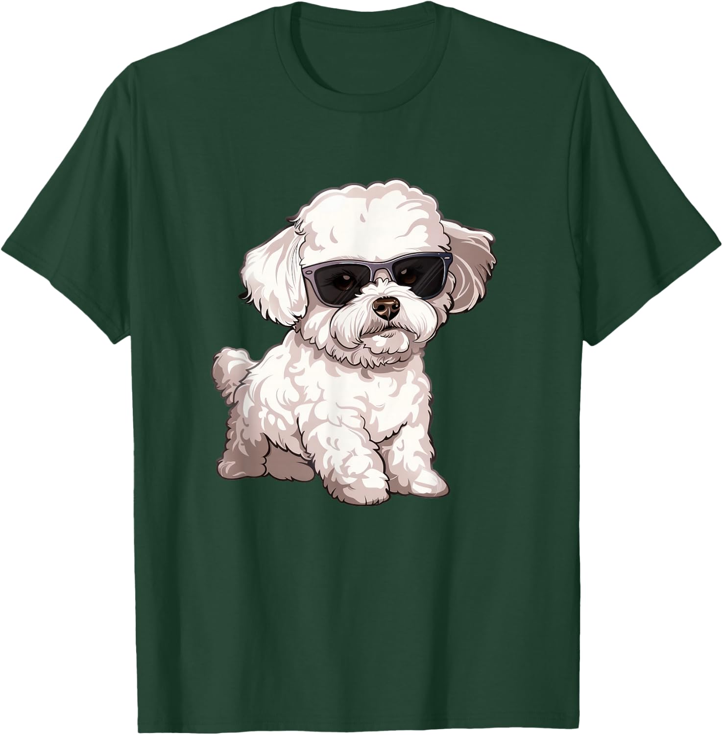 Cute Bichon Frise Dog Sunglasses T-Shirt - T-Shirt | Forest