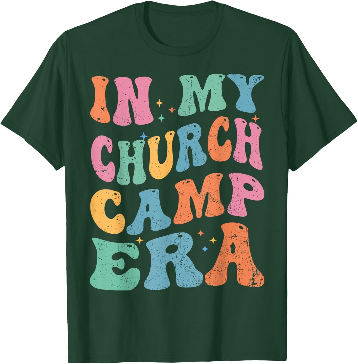 In My Church Camp Era Funny Groovy Summer Camping T-Shirt - T-Shirt | Forest