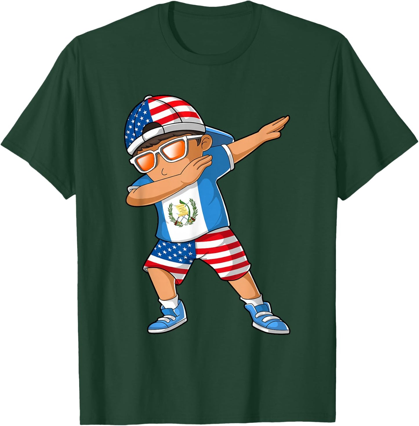 Half American Half Guatemalan Boy Kid Guatemala Flag T-Shirt - T-Shirt | Forest