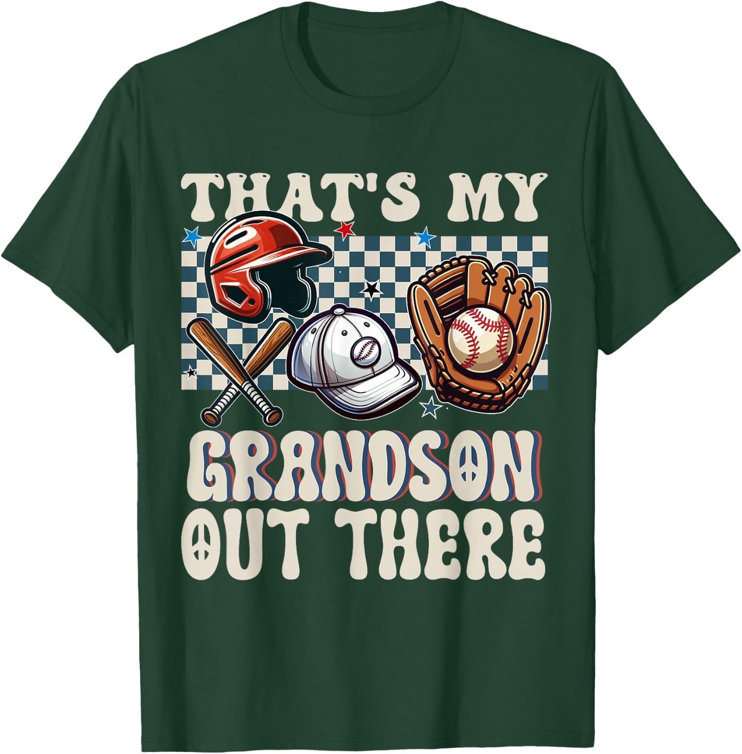 That's My Grandson Out There Baseball For Grandpa Grandma T-Shirt - T-Shirt | Forest