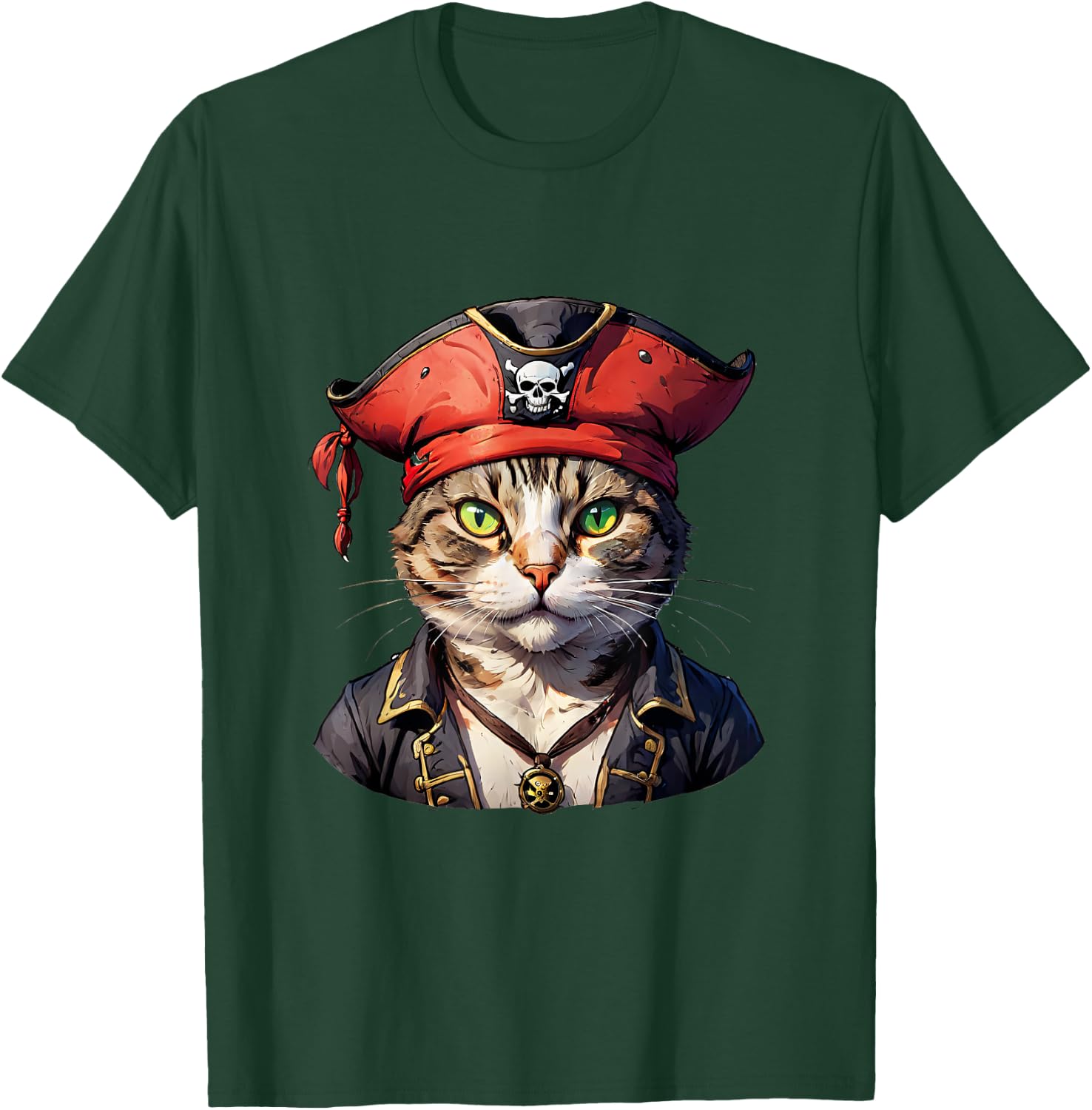 Pirate and Cat: The Feline Buccaneer T-Shirt - T-Shirt | Forest