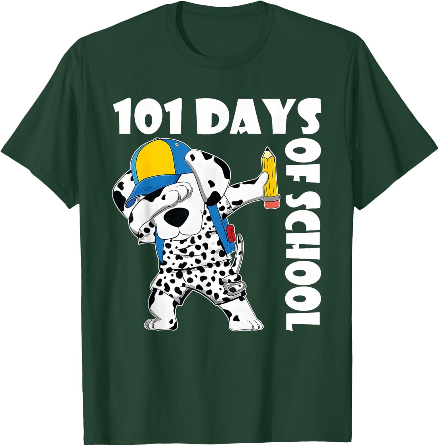 Happy 101 Days School Cute Dog 100 Days Dab Teacher Student T-Shirt - T-Shirt | Forest