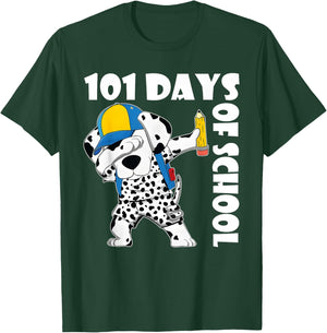 Happy 101 Days School Cute Dog 100 Days Dab Teacher Student T-Shirt - T-Shirt | Forest