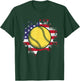 Softball American Flag Vintage Softball Lover Men Women Kids T-Shirt - T-Shirt | Forest