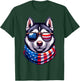 Siberian Husky USA Flag Sunglasses 4th of July Patriotic Dog T-Shirt - T-Shirt | Forest
