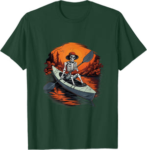 Canoe Skeleton Funny Kayaking Canoeing Halloween Kayaker T-Shirt - T-Shirt | Forest