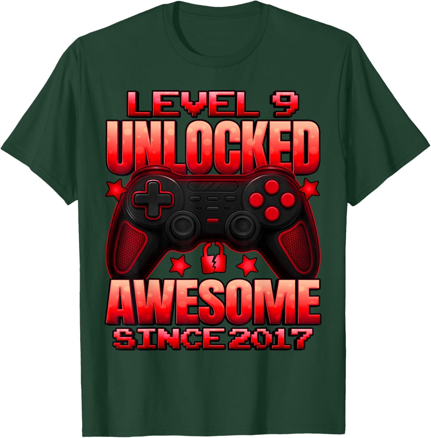Level 9 Unlocked 9 Year Old Gifts for Boys 9th Birthday Boy T-Shirt - T-Shirt | Forest