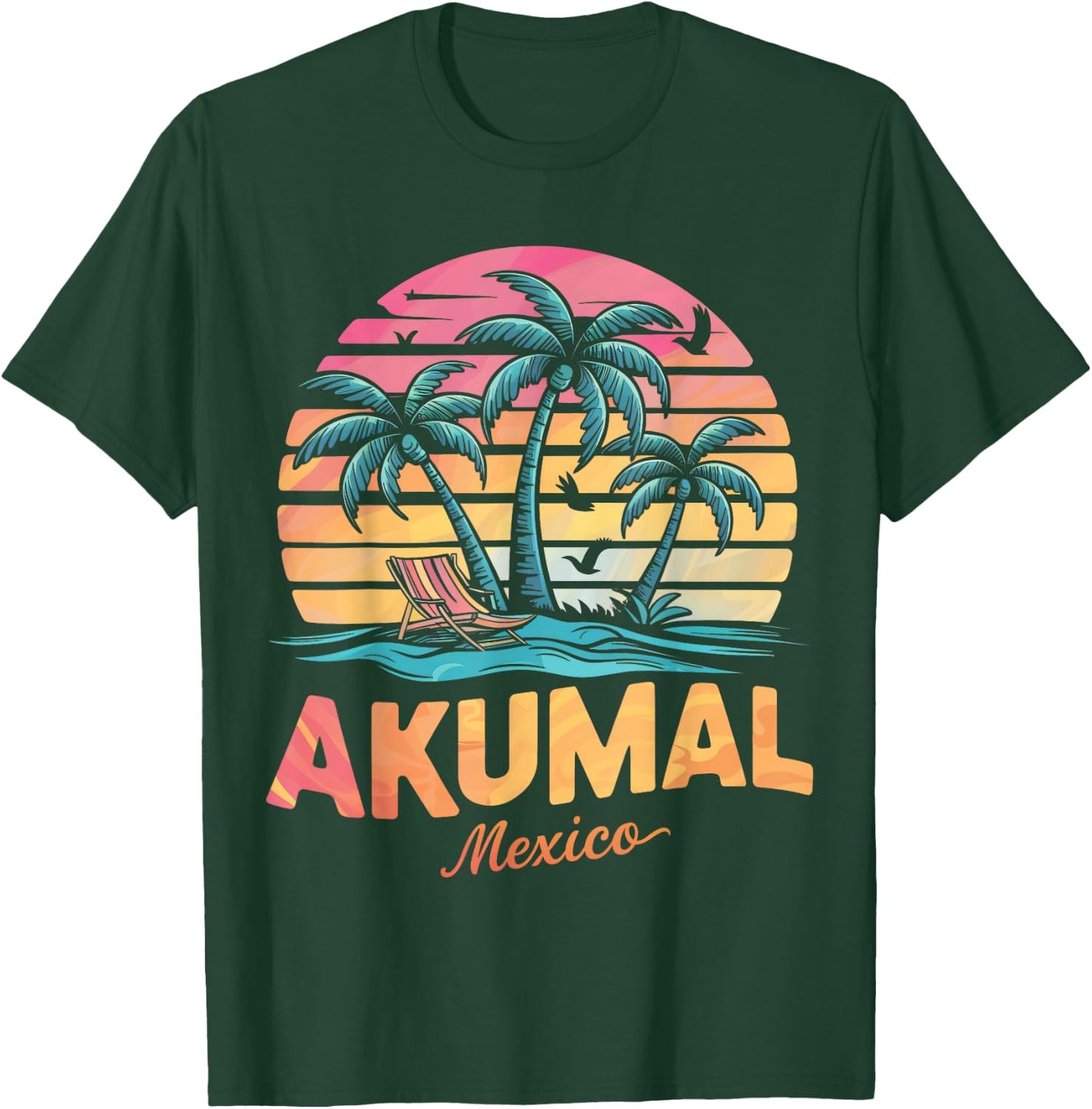 Akumal Mexico Tropical Sunset beach Souvenir Vacation Women Kids T-Shirt - T-Shirt | Forest