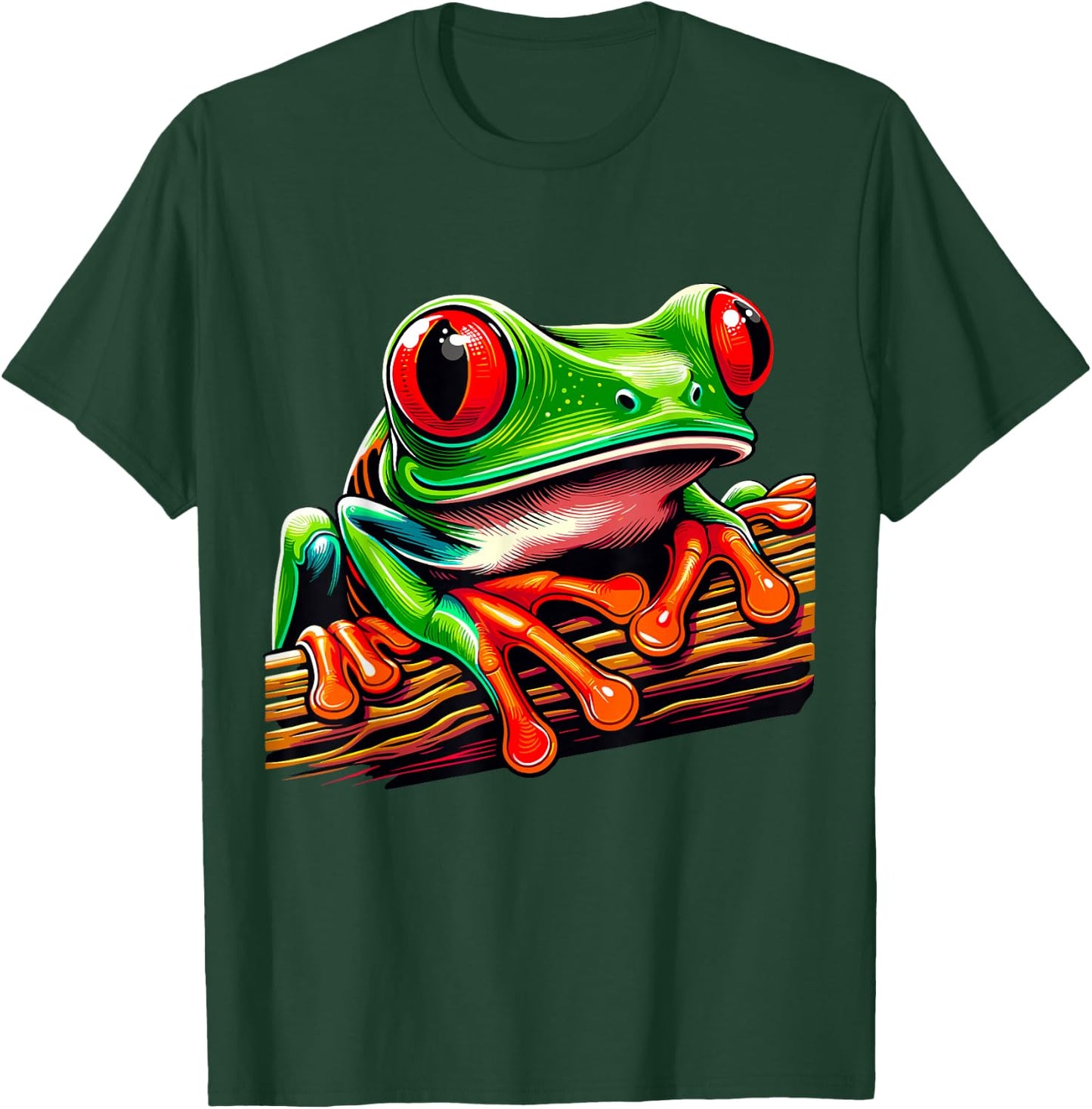 Humorous Frog lover Gifts Green Body Tree Frog Red Eyed Tree Frog Rainforest Amphibian T-Shirt - T-Shirt | Forest