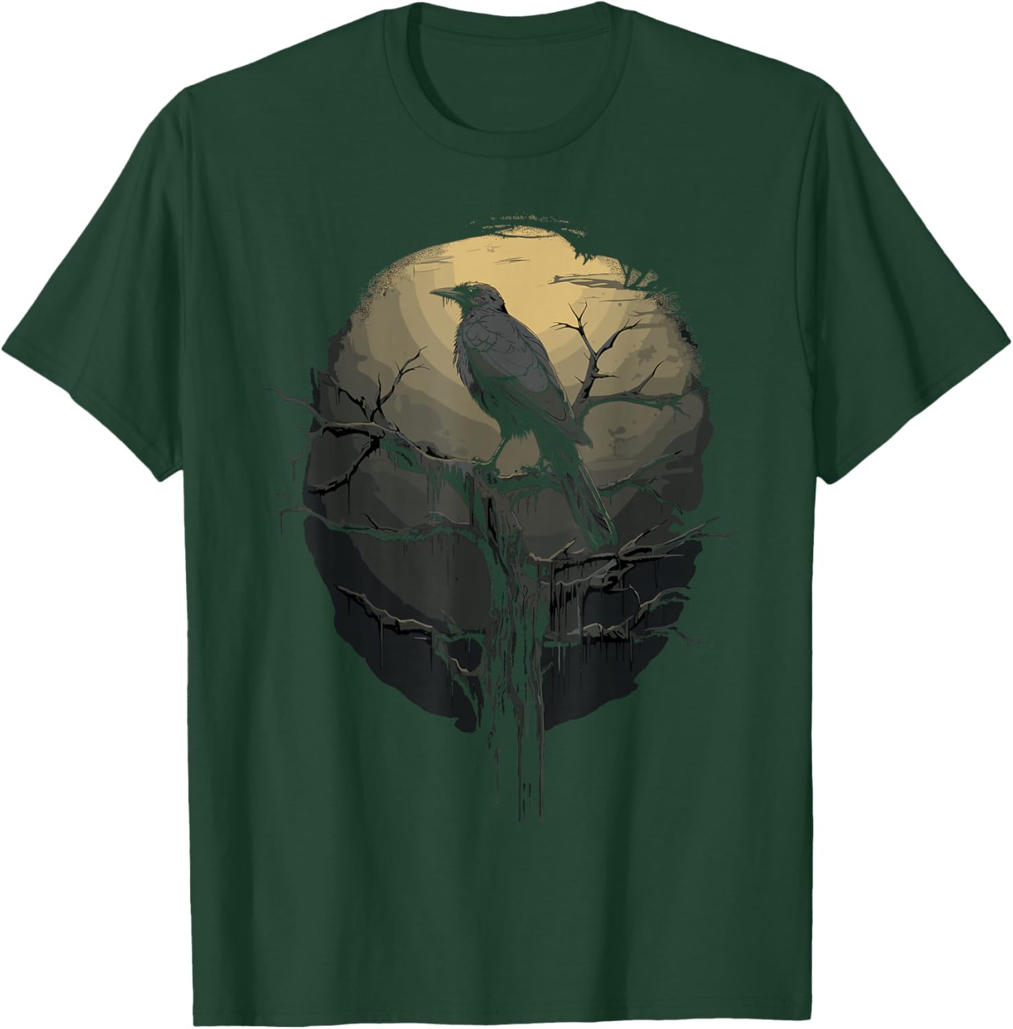 Beautiful Black Crow Raven Bird Silhouette T-Shirt - T-Shirt | Forest
