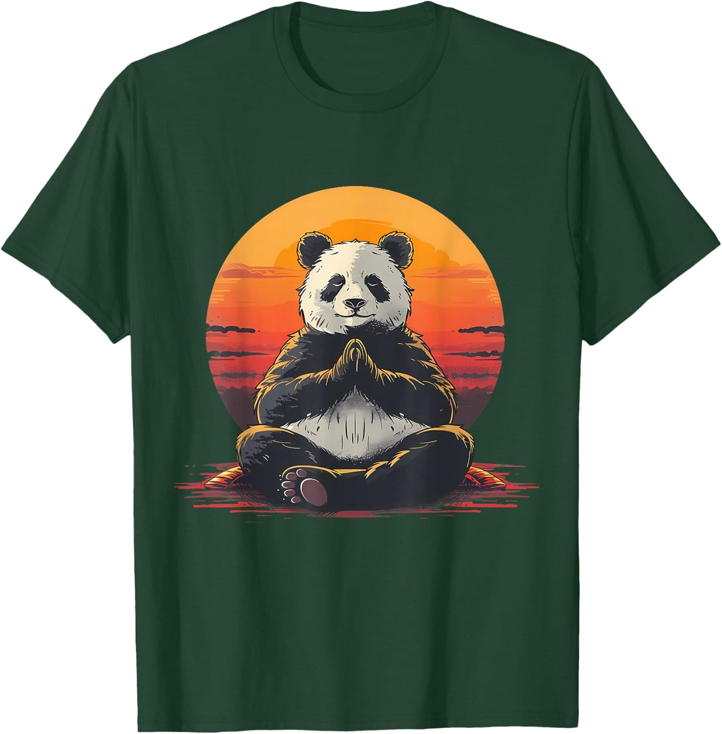 Meditation Bear Zen Buddha Hindu Buddhist Sunset Yoga T-Shirt - T-Shirt | Forest