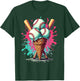 Baseball Ice Cream Watercolor Sports Lover Ice Cream Cone T-Shirt - T-Shirt | Forest