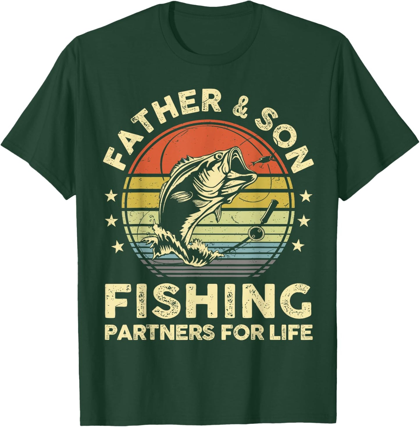Father Son Matching Fishing Funny Bass Fish Dad Graphic T-Shirt - T-Shirt | Forest