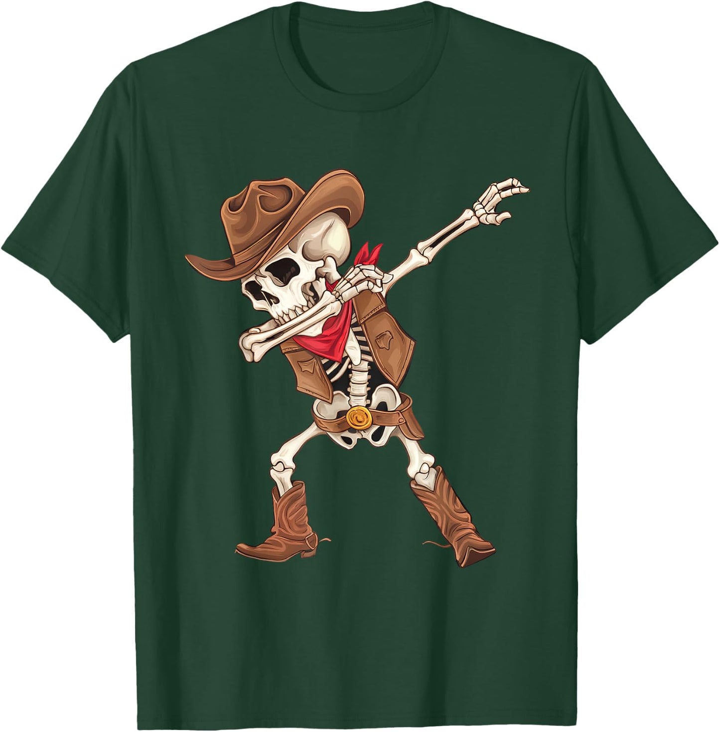 Dabbing Skeleton Cowboy Halloween Costume Boys Kids T-Shirt - T-Shirt | Forest