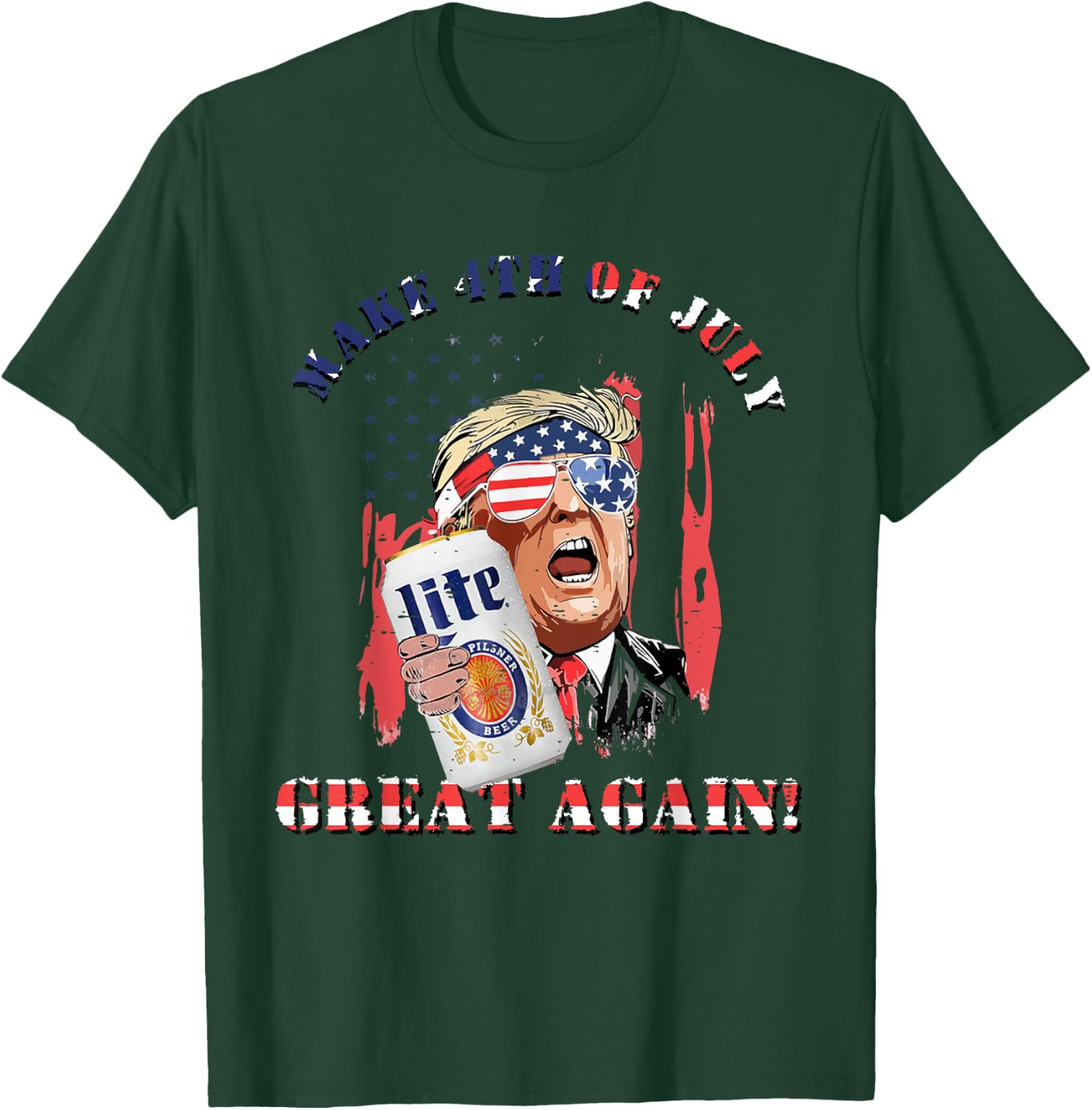 Funny Trump Drinking US Flag Make 4th of July Great Again Men T-Shirt - T-Shirt | Forest