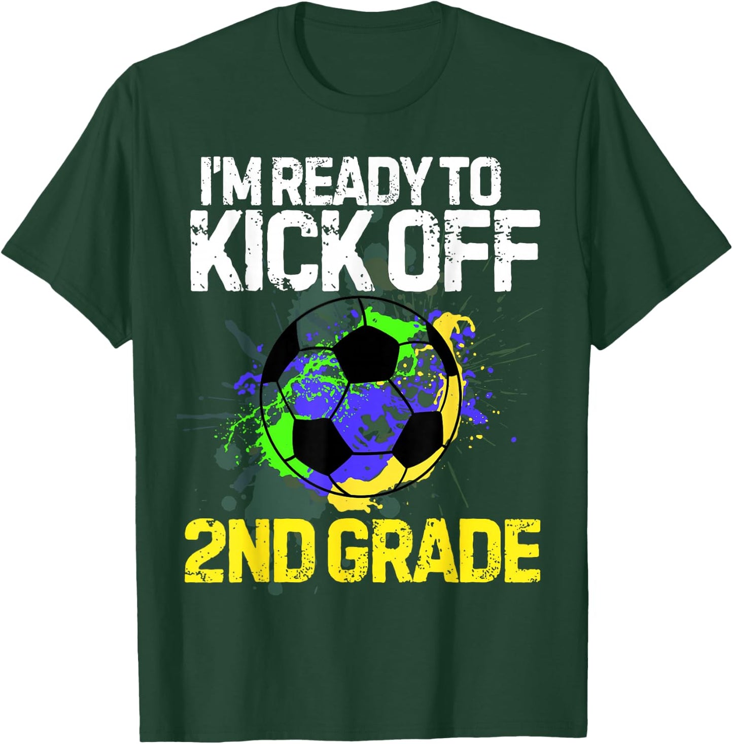 Funny Back To School Kick off 2nd grade Soccer Kids Boys T-Shirt - T-Shirt | Forest