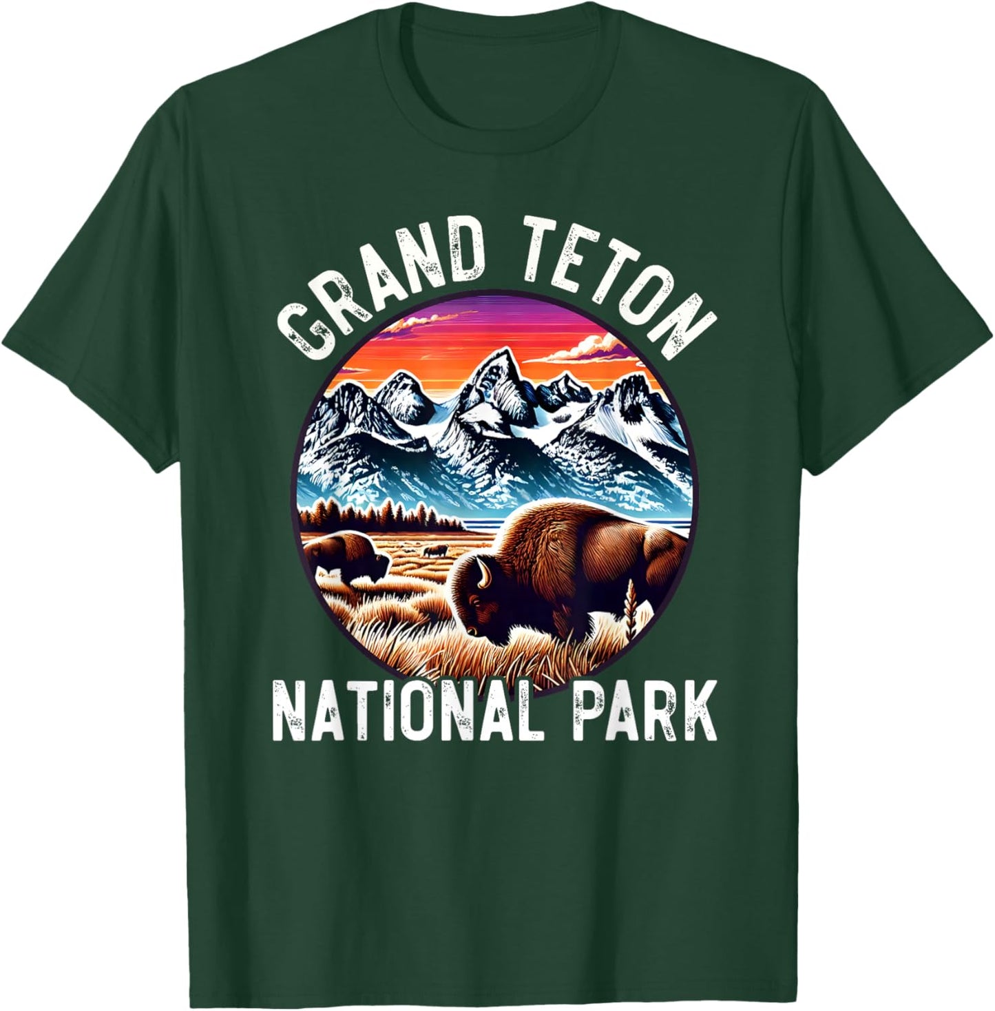 Grand Teton National Park Wyoming Hiking Adventure Bison T-Shirt - T-Shirt | Forest