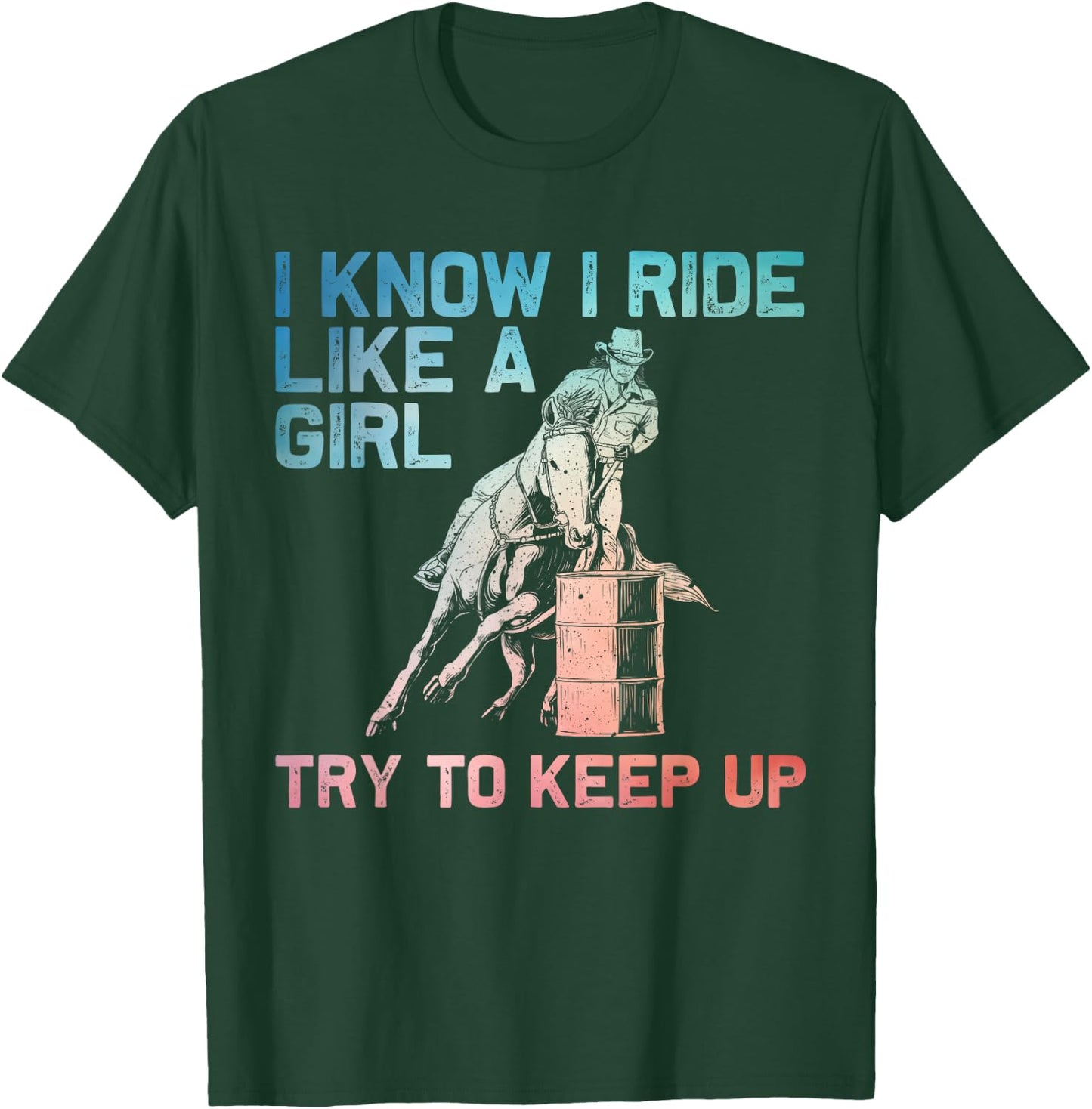 Barrel Racing Design Girls Cowgirl Barrel Racing T-Shirt - T-Shirt | Forest