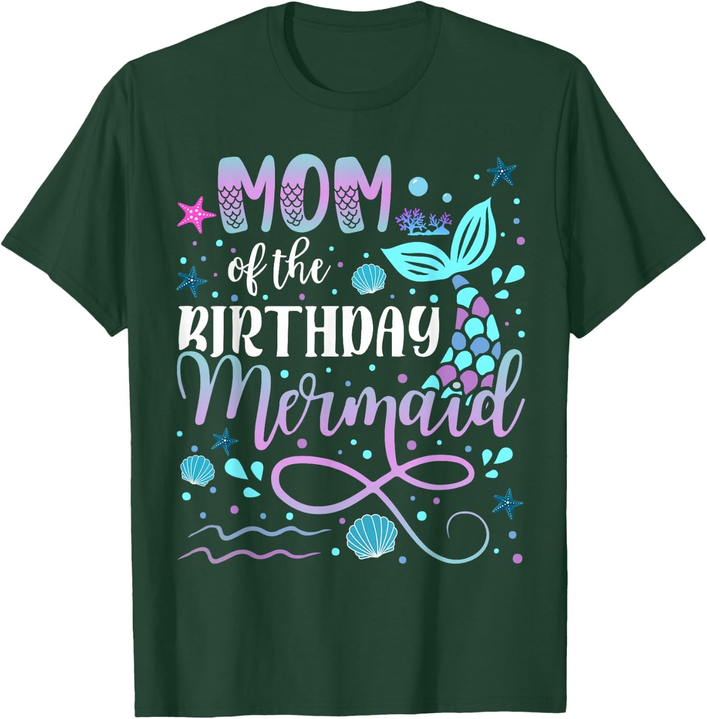 Mom And Dad Of The Birthday Mermaid Matching Family T-Shirt - T-Shirt | Forest