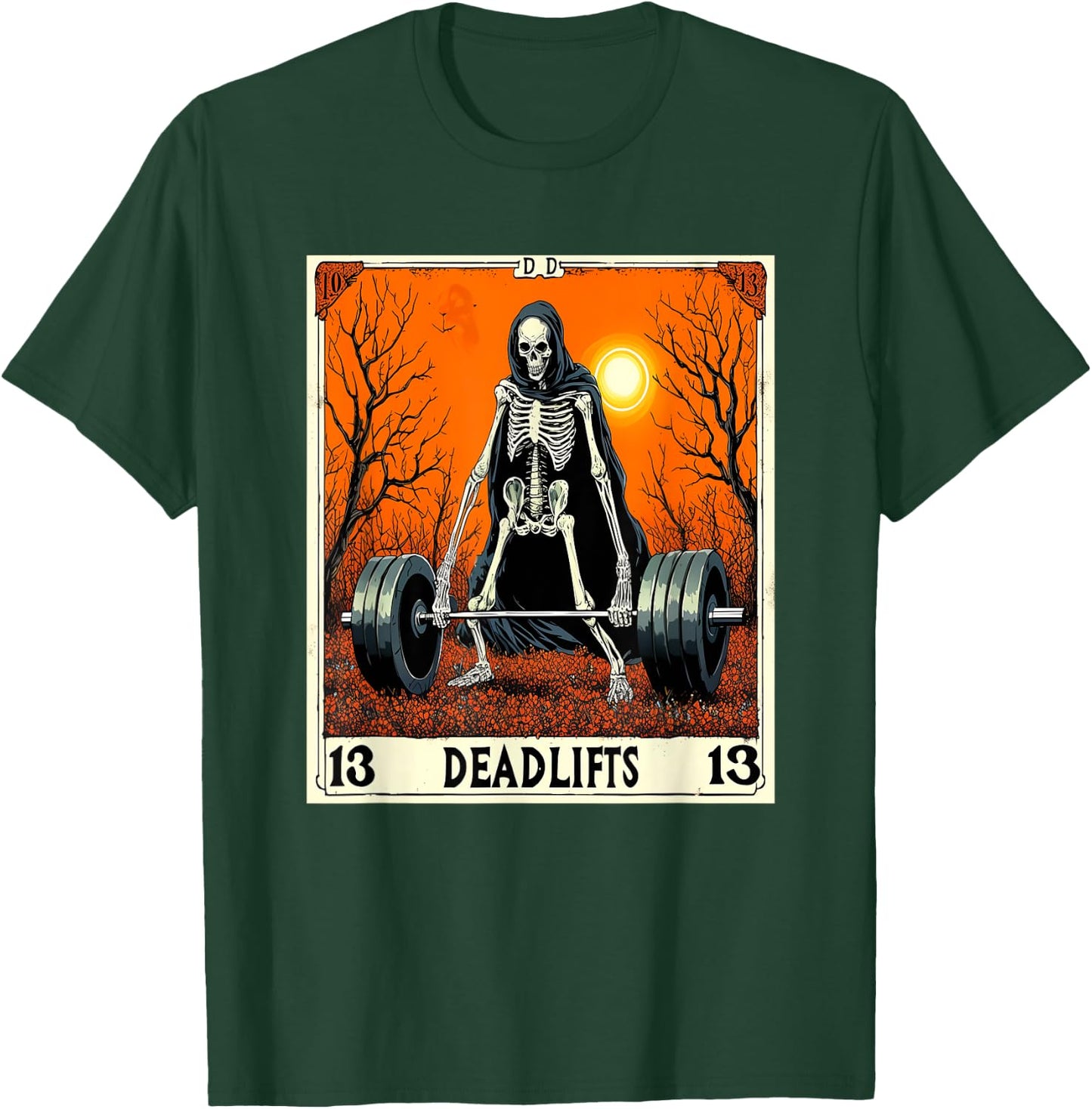 Lift of Death Tarot Deadlifts Gym Reaper's Workout 09Q36N T-Shirt - T-Shirt | Forest