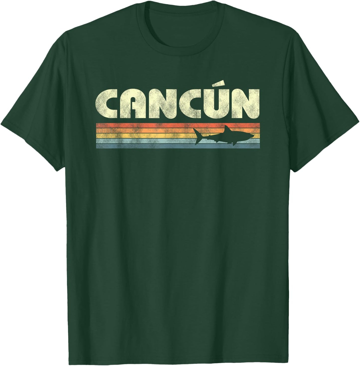 Retro Cancun Mexico Shark Souvenir Boys Girls T-Shirt - T-Shirt | Forest