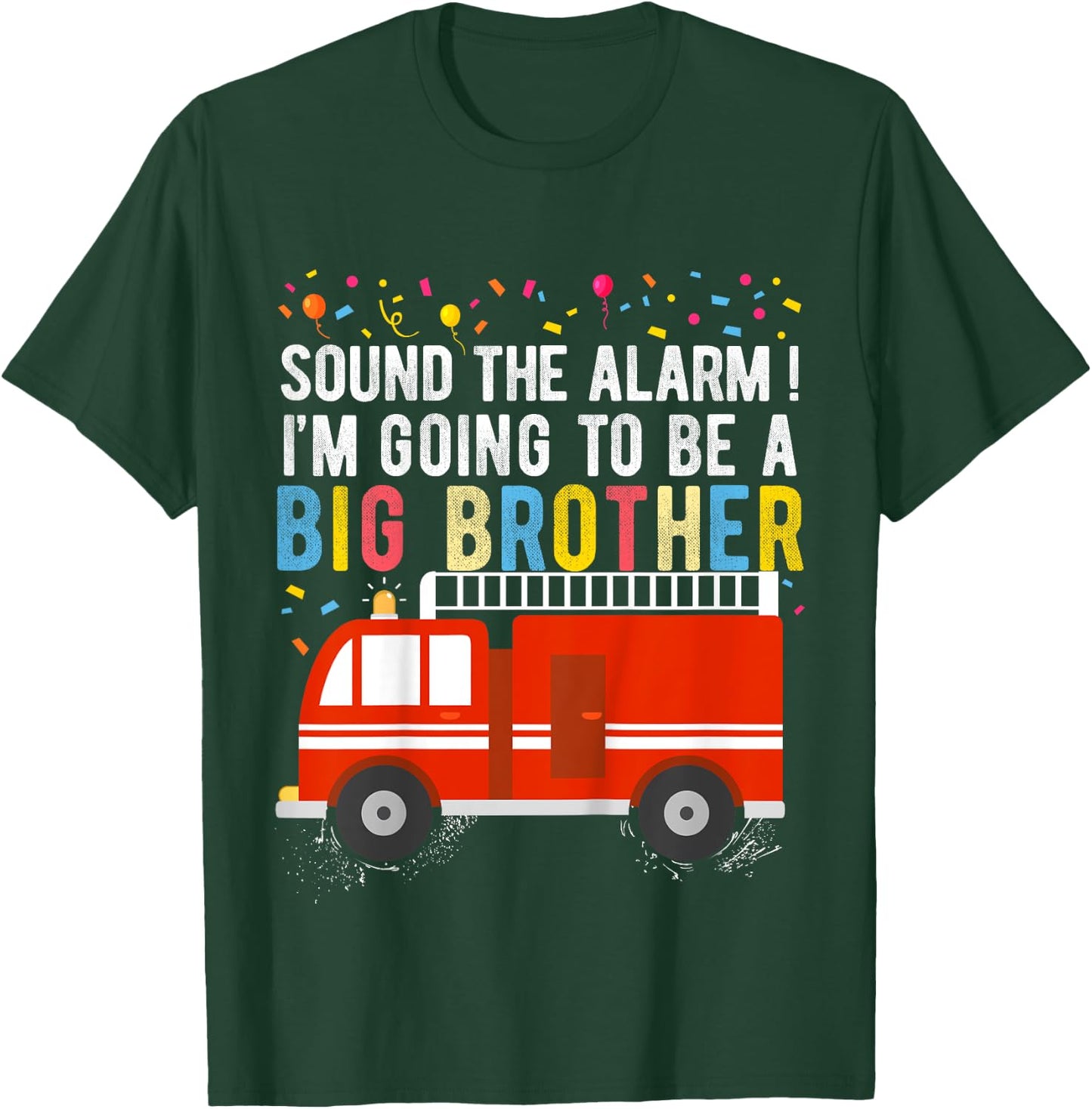 Kids Big Brother Fire Truck T-Shirt - T-Shirt | Forest
