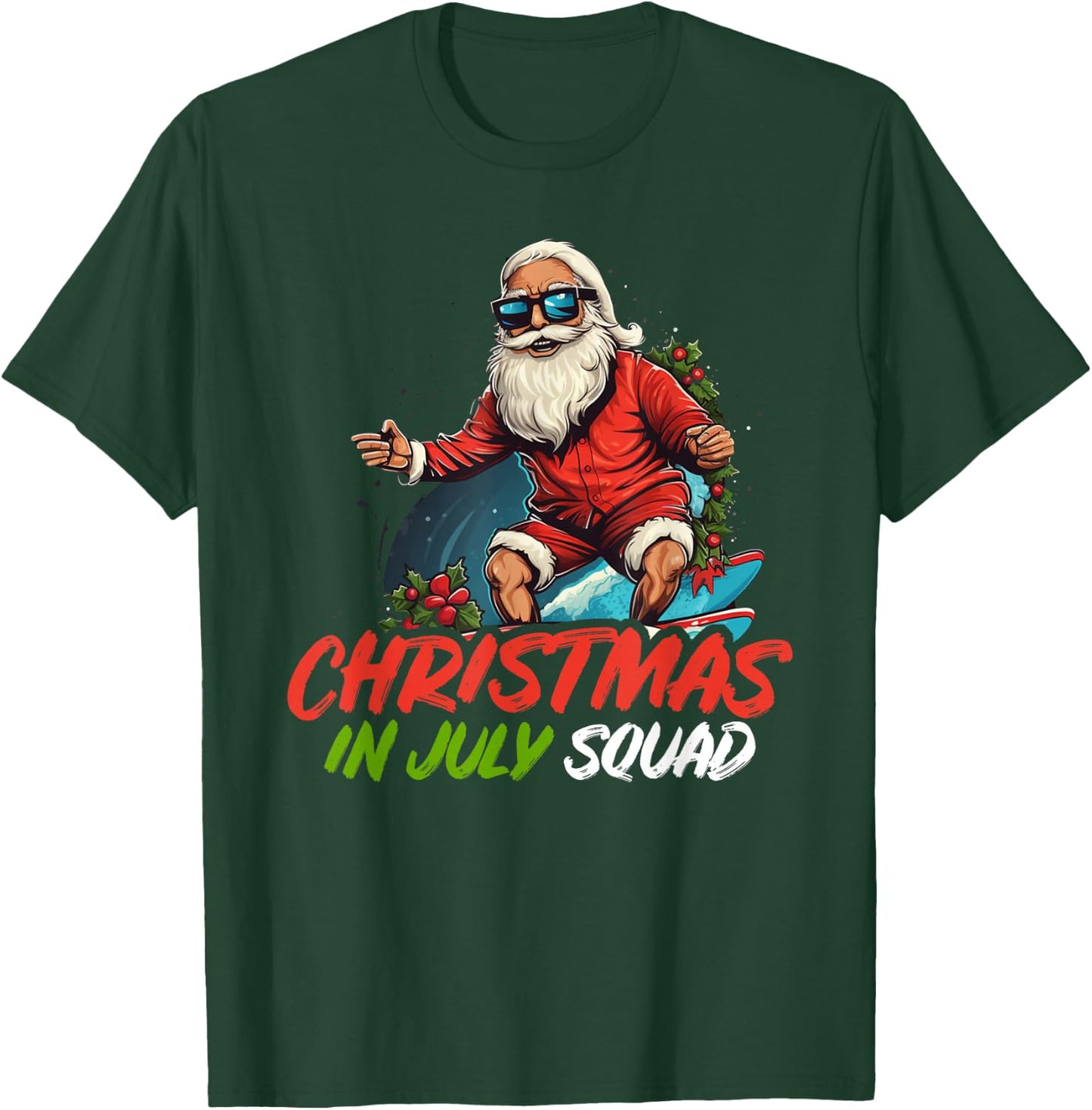 Christmas im July | Summer Santa Claus Beach Hawaii Surf Women Kids T-Shirt - T-Shirt | Forest