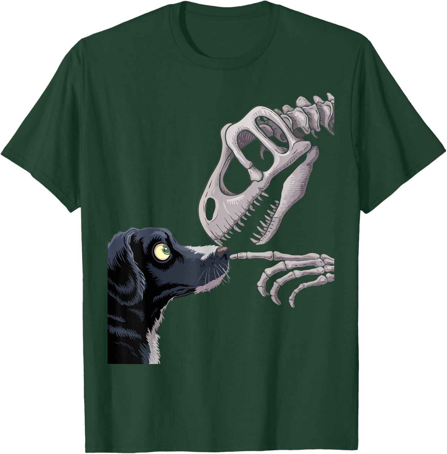 Cute Dog and Dinosaur Skull Funny Fossil Encounter Design Men Women Kids T-Shirt - T-Shirt | Forest