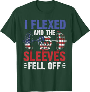 I Flexed and The Sleeves Fell Off Funny Fitness Gymer T-Shirt - T-Shirt | Forest