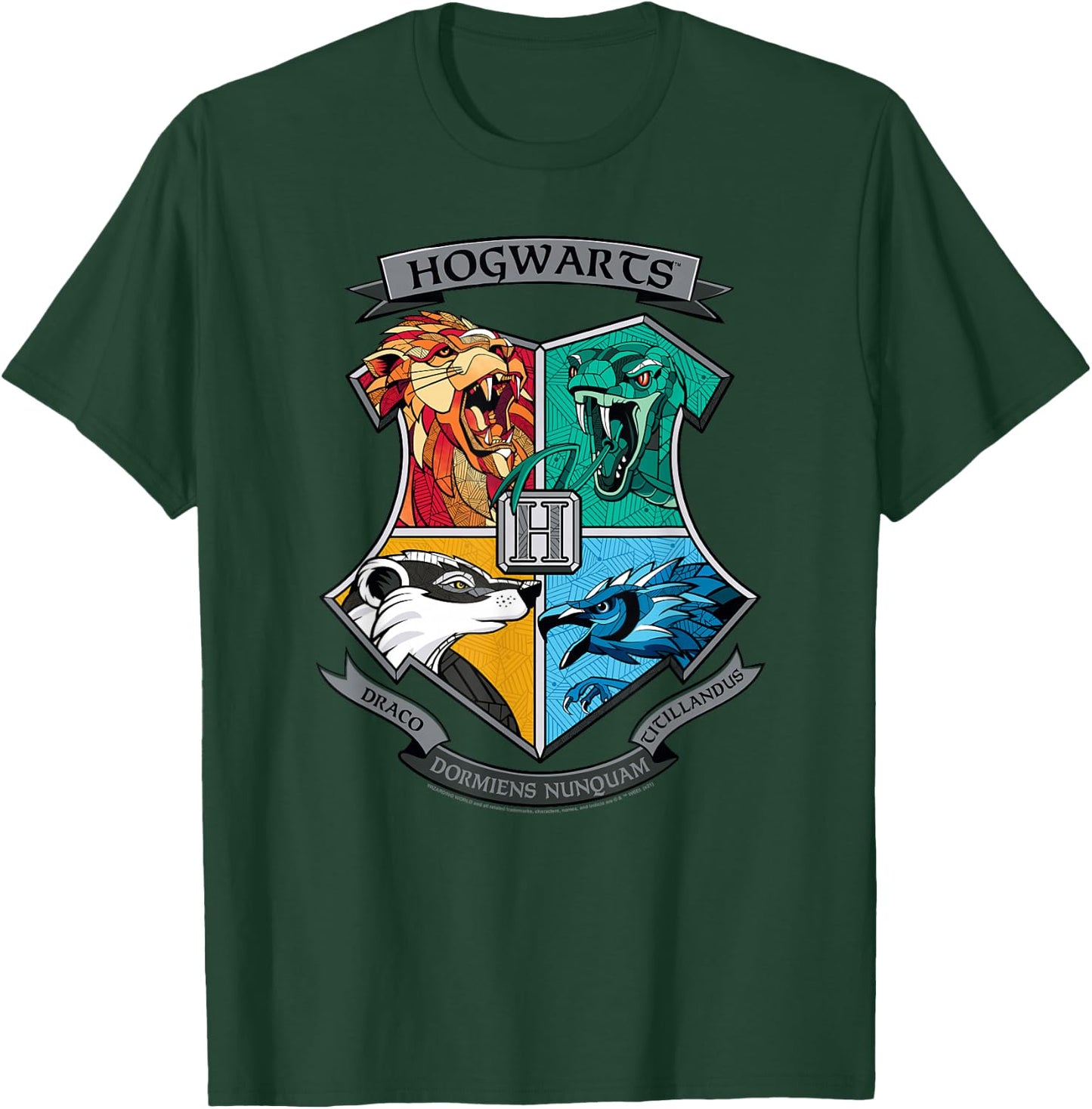 Harry Potter Mosaic Hogwarts Shield T-Shirt - T-Shirt | Forest