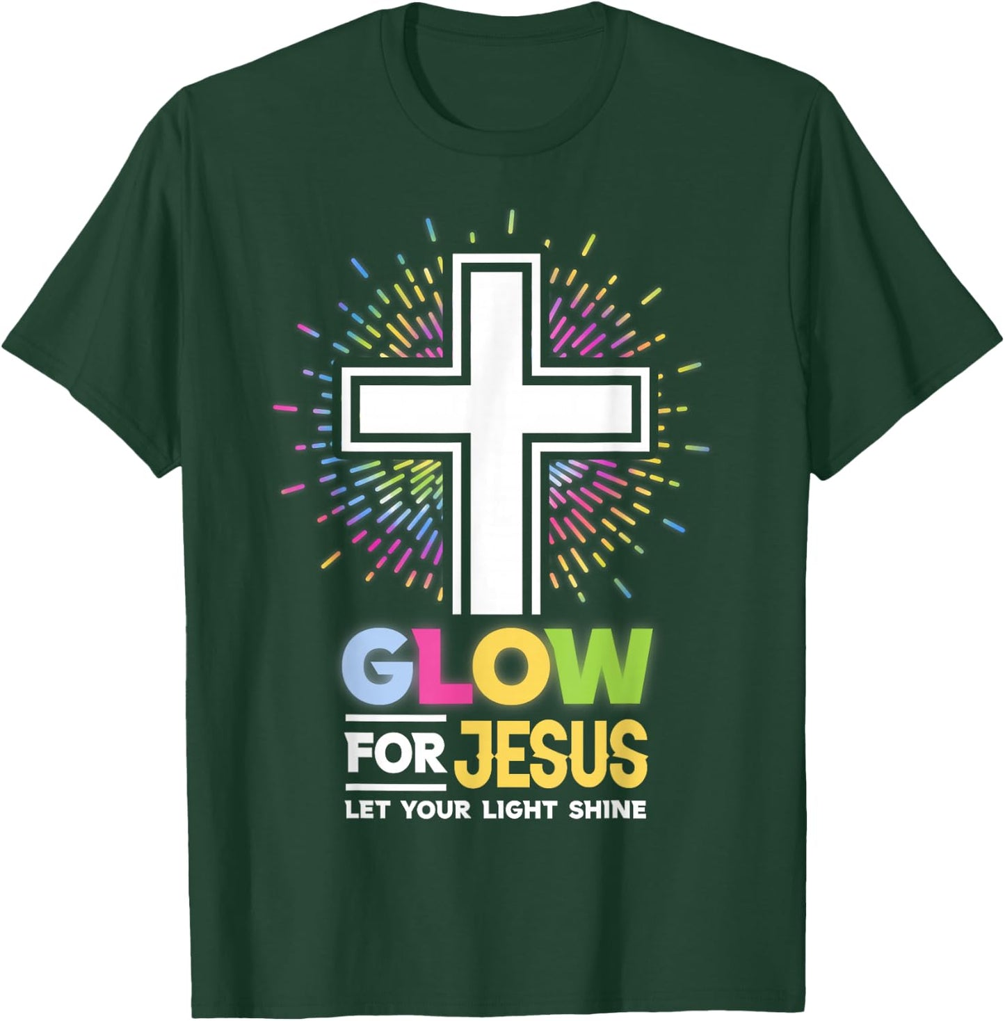Glow for Jesus Christian Cross Jesus Christ Bible Lover T-Shirt - T-Shirt | Forest