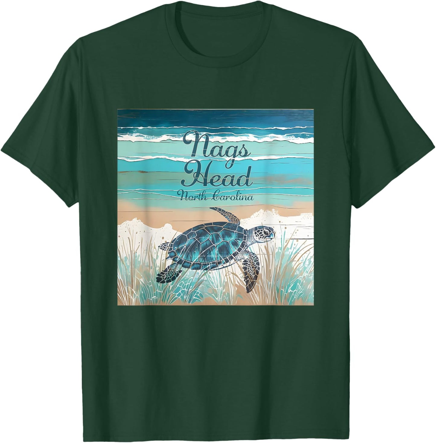 Nags Head OBX Outer Banks North Carolina Sea Turtle Beach T-Shirt - T-Shirt | Forest