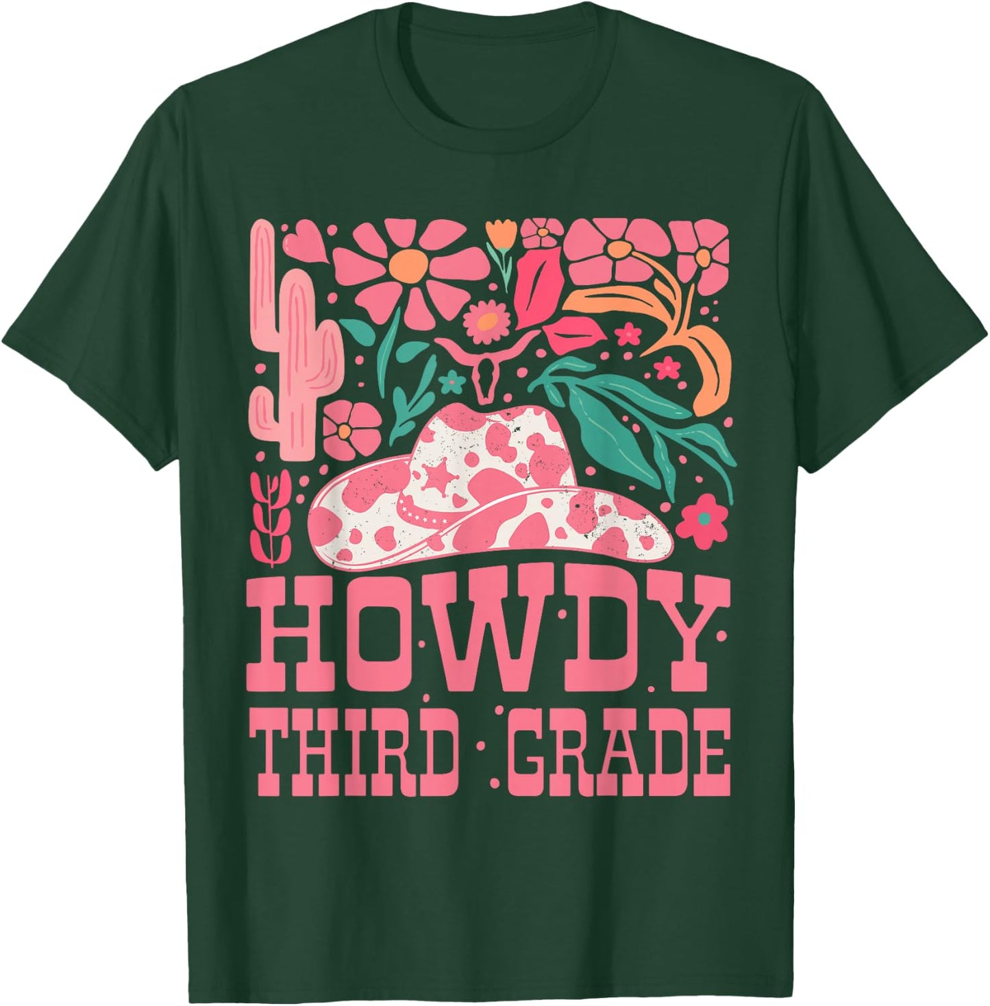 Howdy Third Grade Western Cowgirls 3rd Grade Squad Teacher T-Shirt - T-Shirt | Forest