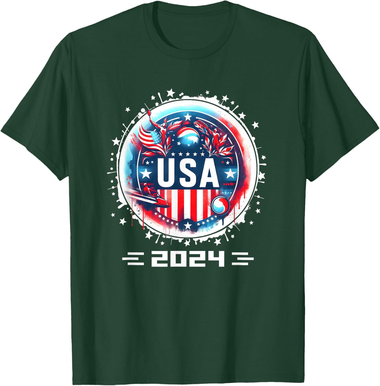 USA 2024 Go United States Sport USA Team 2024 USA T-Shirt - T-Shirt | Forest