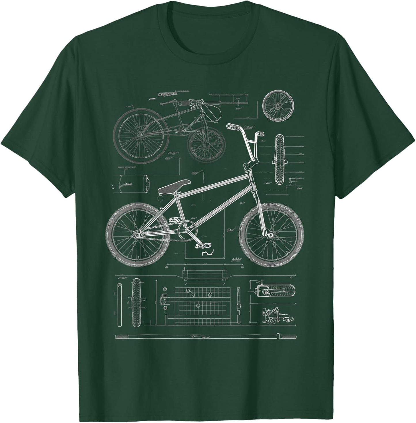 BMX Bike Blueprint T-Shirt - T-Shirt | Forest