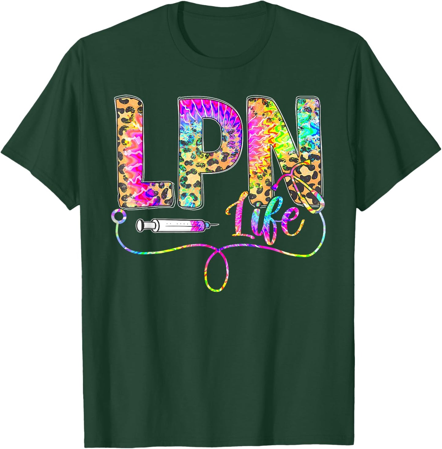 Leopard Tie Dye LPN Life Nurse Squad Nurse Women T-Shirt - T-Shirt | Forest