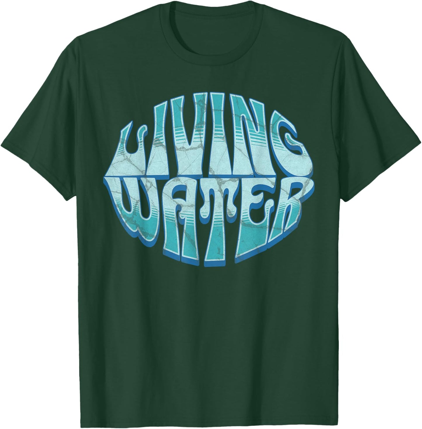 Living Water Bible Verse Cool Blue Groovy Christian Clothing T-Shirt - T-Shirt | Forest