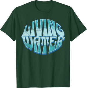 Living Water Bible Verse Cool Blue Groovy Christian Clothing T-Shirt - T-Shirt | Forest