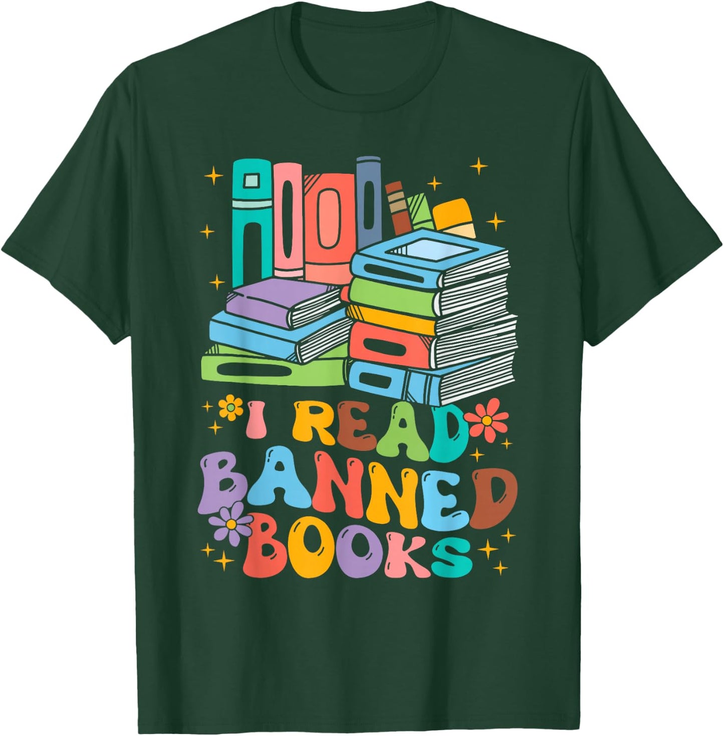 Vintage Retro I Read Banned Books Funny Book Lover Bookworm T-Shirt - T-Shirt | Forest