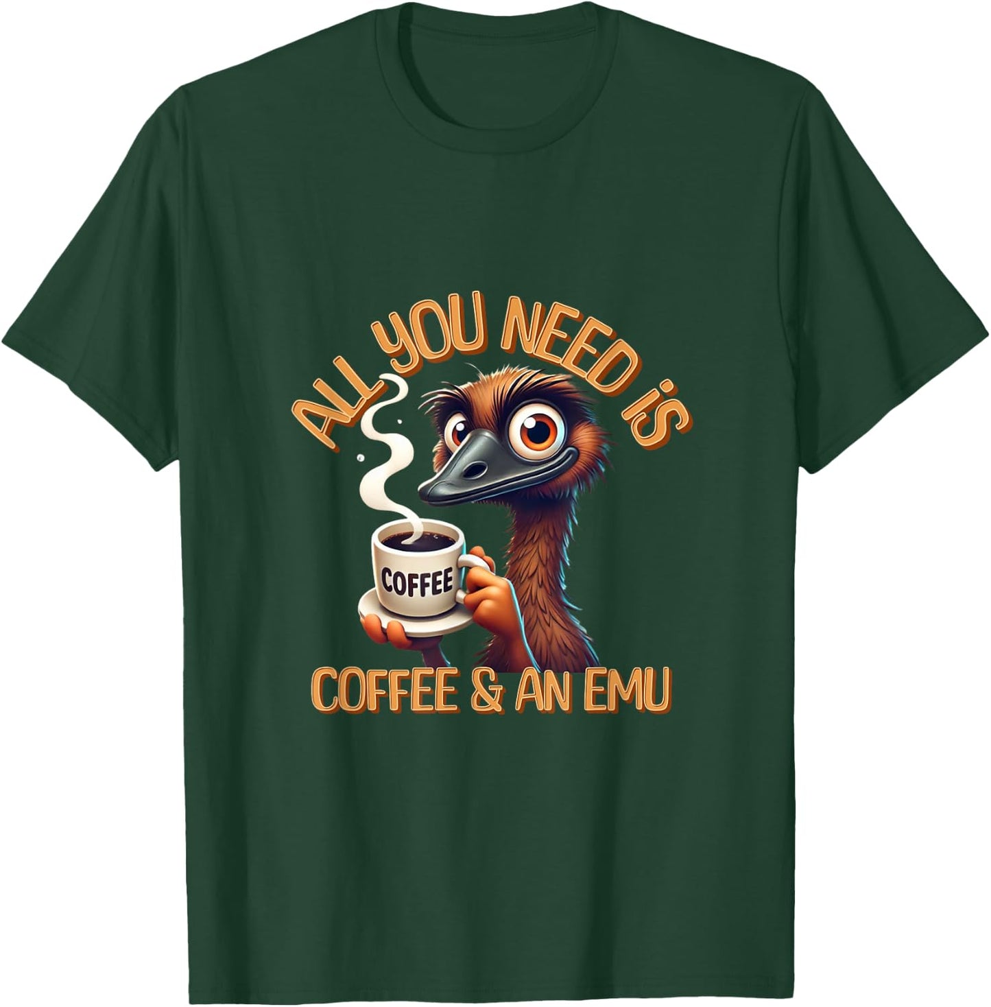 Funny Emu & Coffee Lover Zookeeper Animal Lovers T-Shirt - T-Shirt | Forest