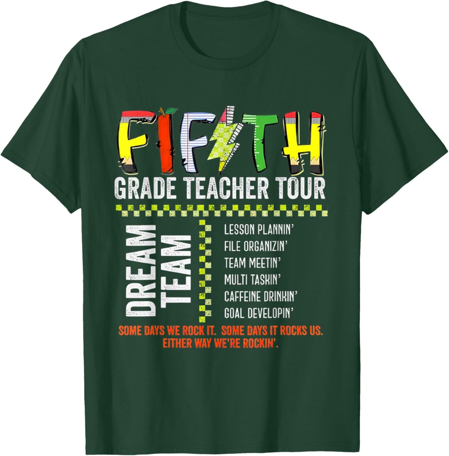 Fifth Grade Dream Team Rocks Back To School Teacher Tour Women Kids T-Shirt - T-Shirt | Forest