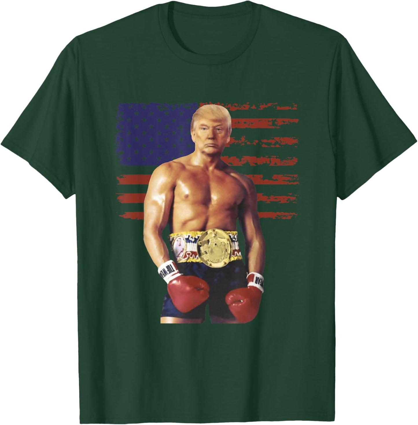 Funny Trump Rocky Boxing Meme Boxer US Flag Patriot T-Shirt - T-Shirt | Forest