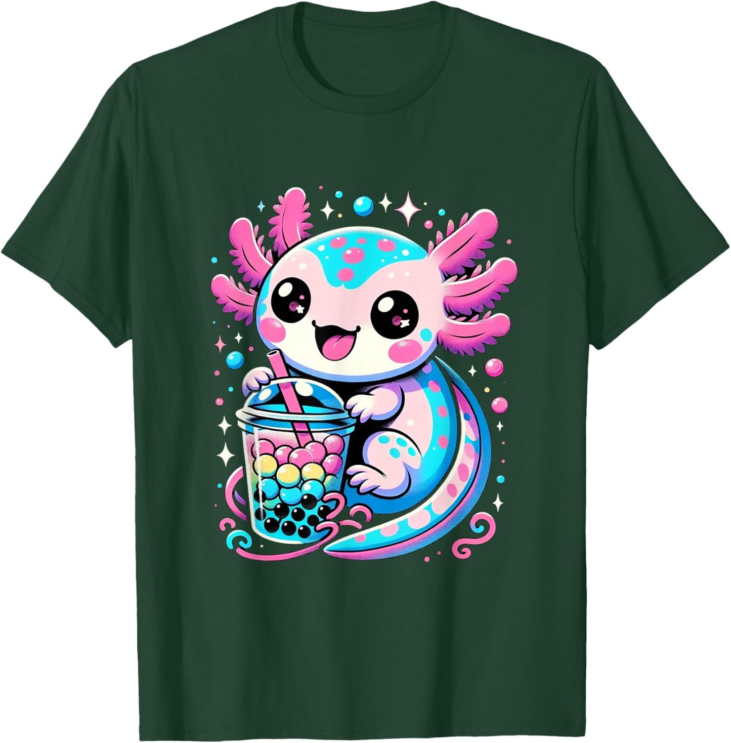 Axolotl Boba Tea Kawaii Neko Japanese Bubble Tea for Girls T-Shirt - T-Shirt | Forest