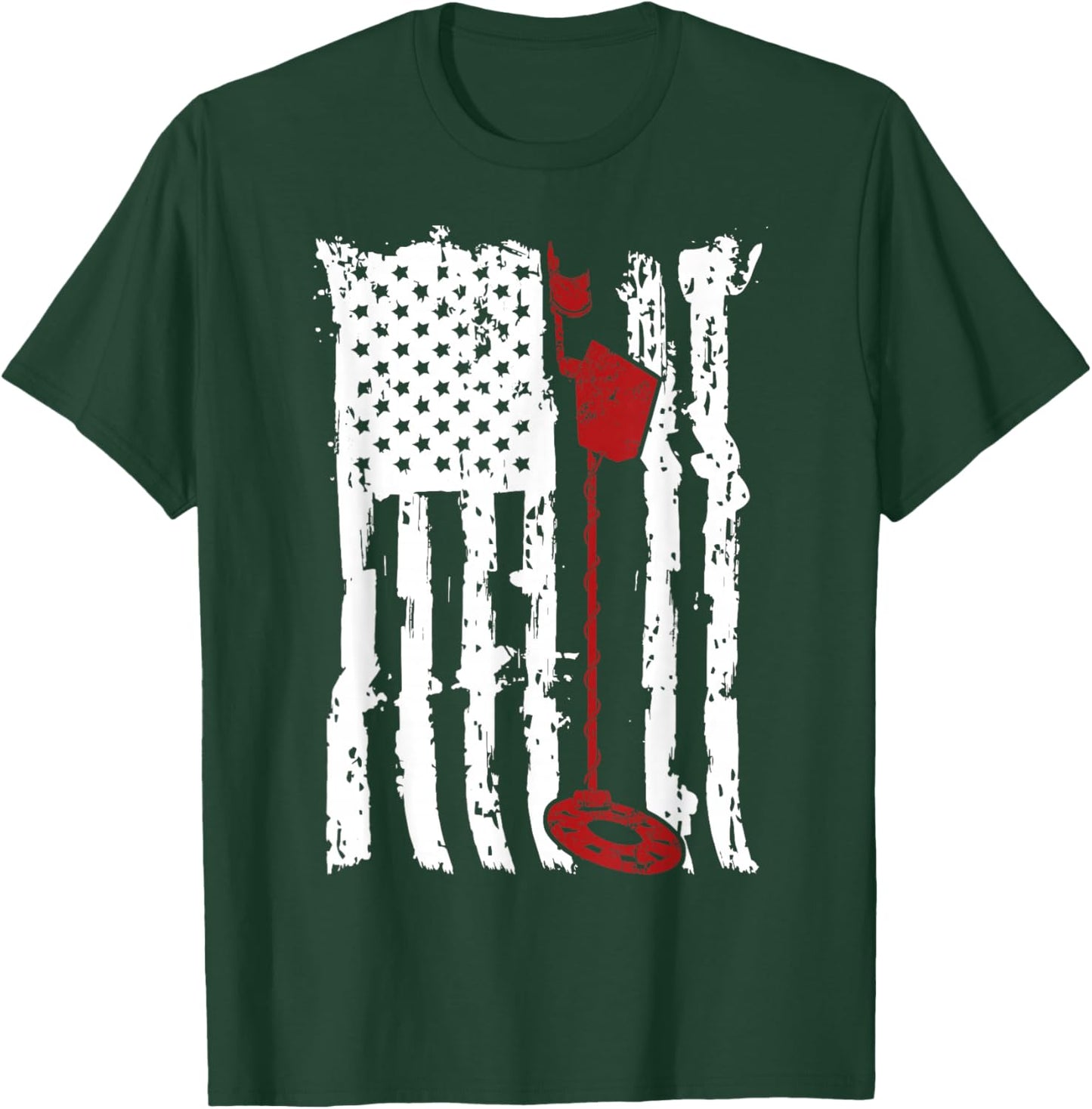 Metal detector American flag Vintage Style US Flag T-Shirt - T-Shirt | Forest
