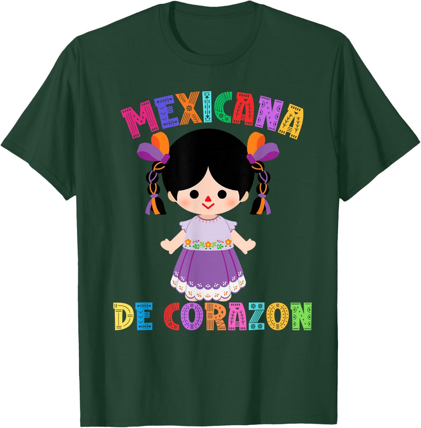 Mexican Doll, Maria. Mexican Mazahua Arte Huichol, Lele T-Shirt - T-Shirt | Forest