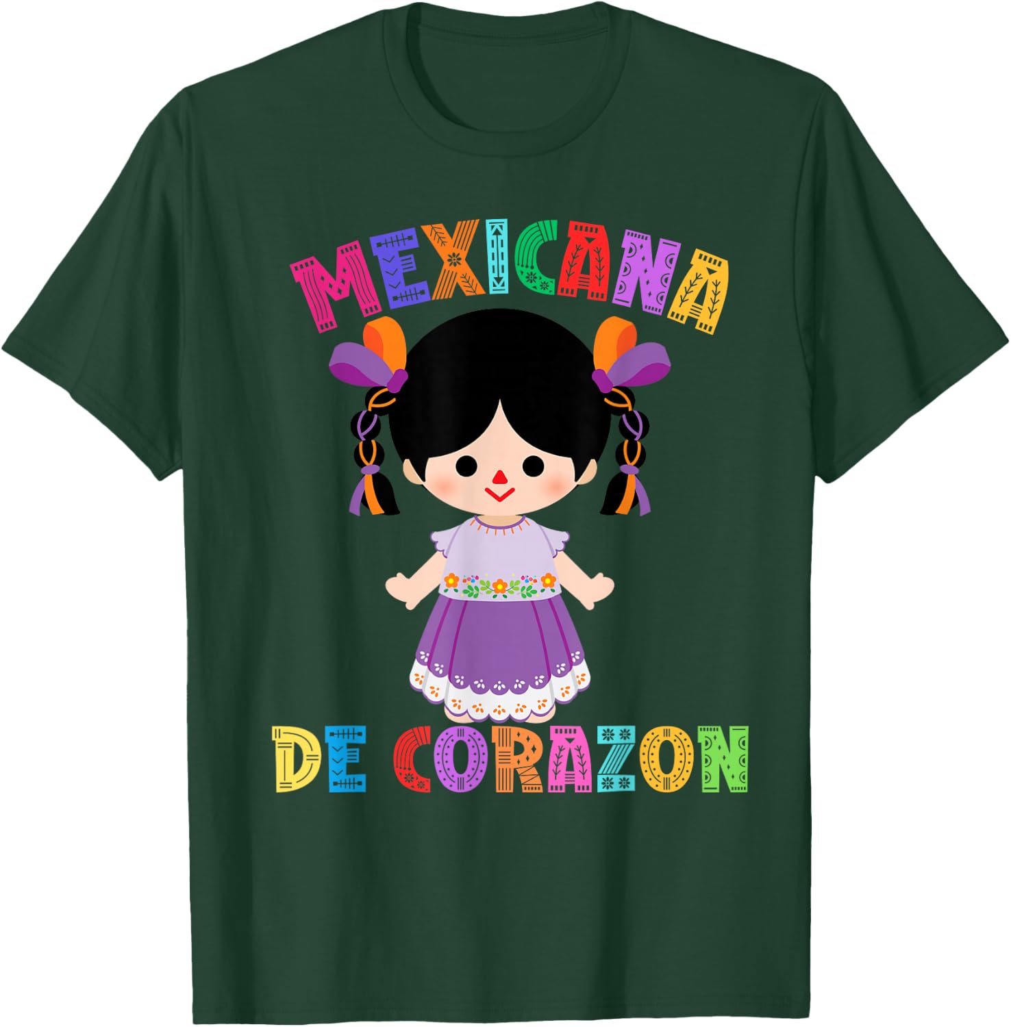 Mexican Doll, Maria. Mexican Mazahua Arte Huichol, Lele T-Shirt - T-Shirt | Forest