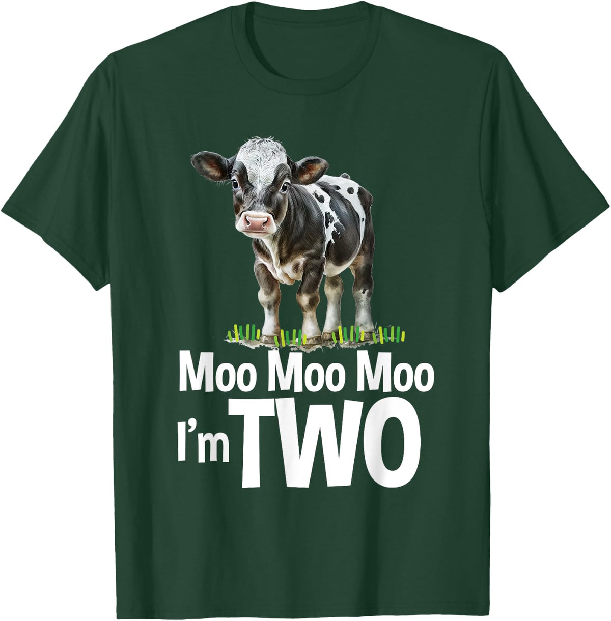 Moo Moo I'm Two 2nd Birthday Funny Cute Cow Sounds Toddler T-Shirt - T-Shirt | Forest