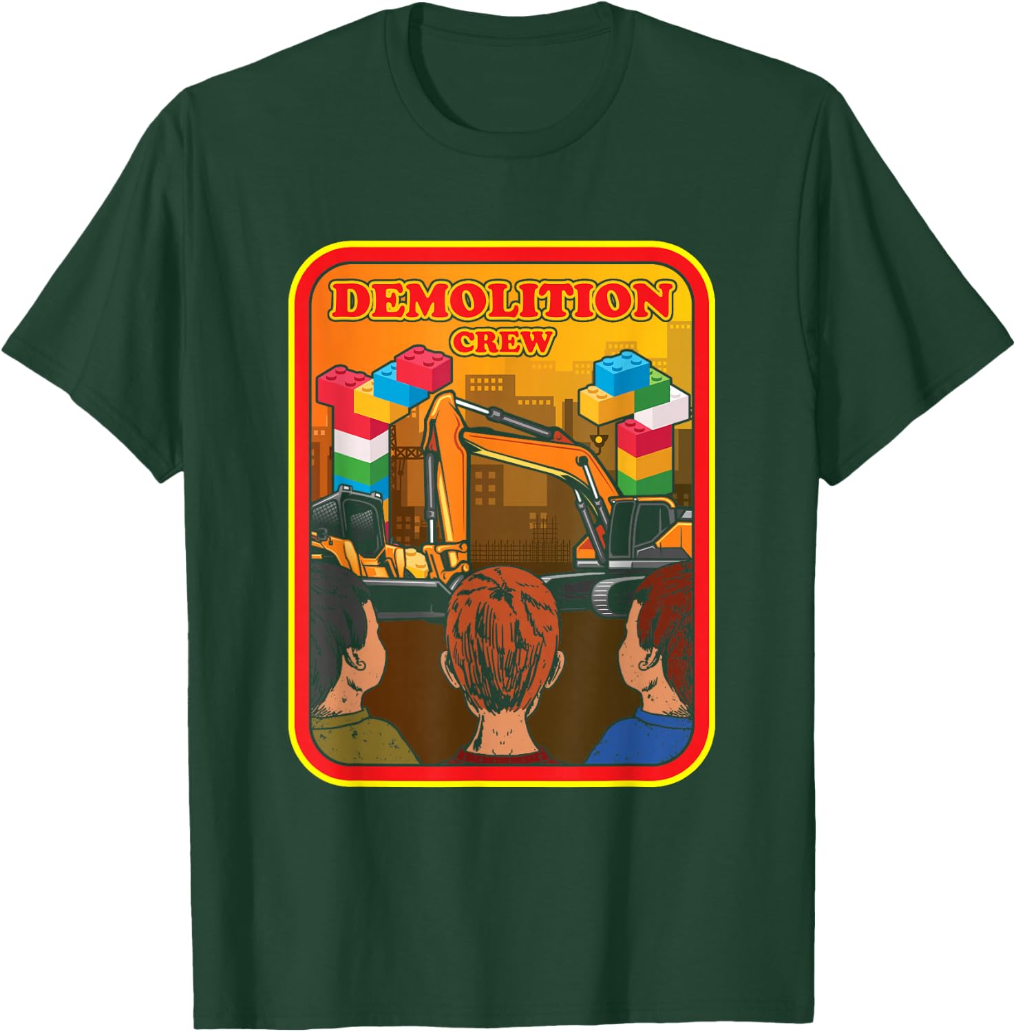 Demolition Crew Master Builder Engineer Building Blocks T-Shirt - T-Shirt | Forest