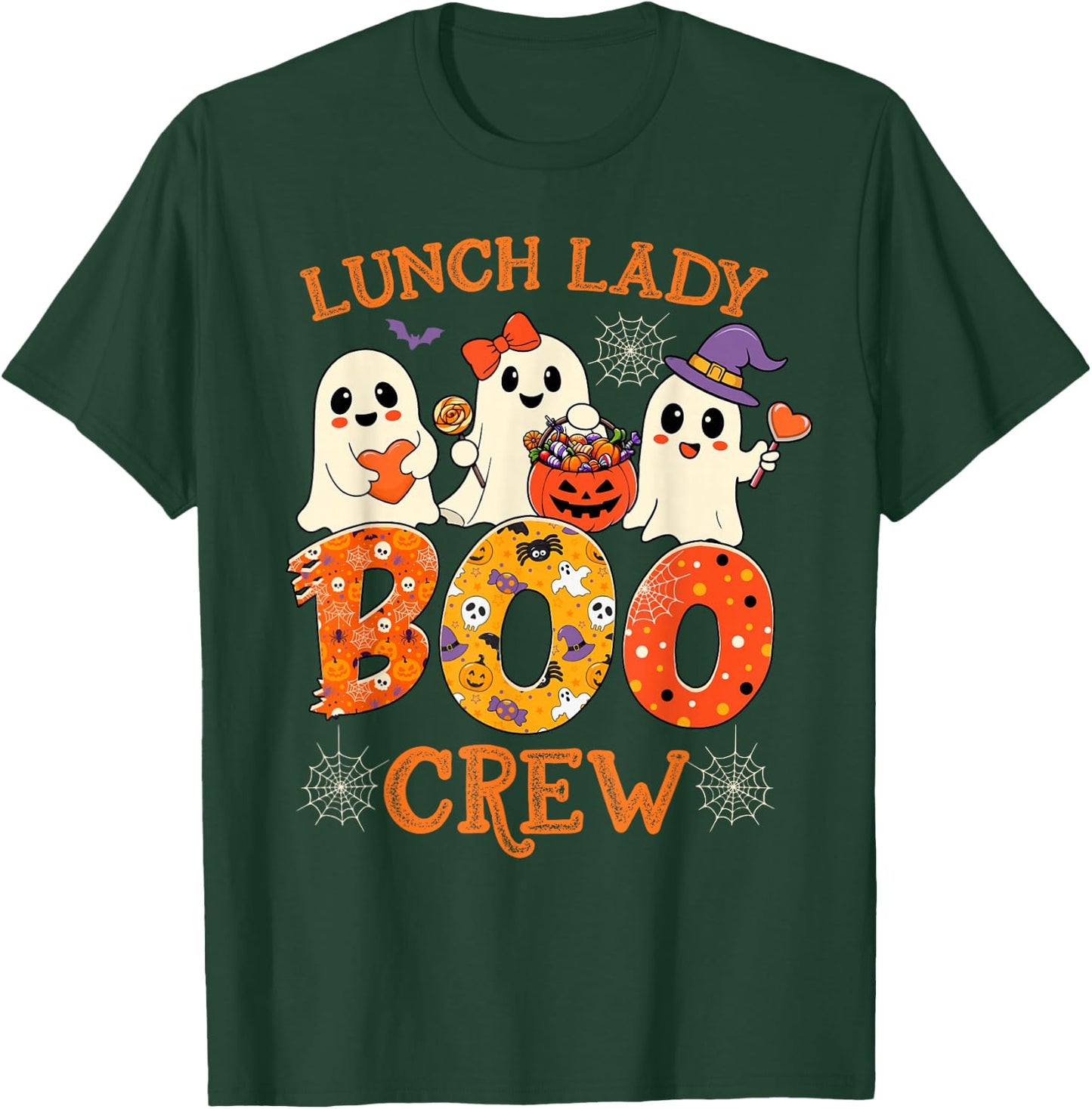 Lunch Lady Boo Crew Funny Halloween Spooky Costume Women T-Shirt - T-Shirt | Forest